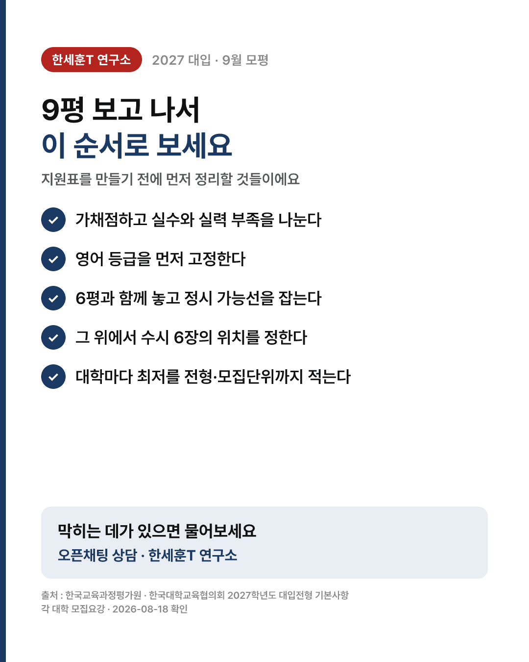 수시등급컷은 숫자가 하나가 아니에요 — 50%컷 · 70%컷 · 최저 구분해서 읽는 법 — 5번째 장
