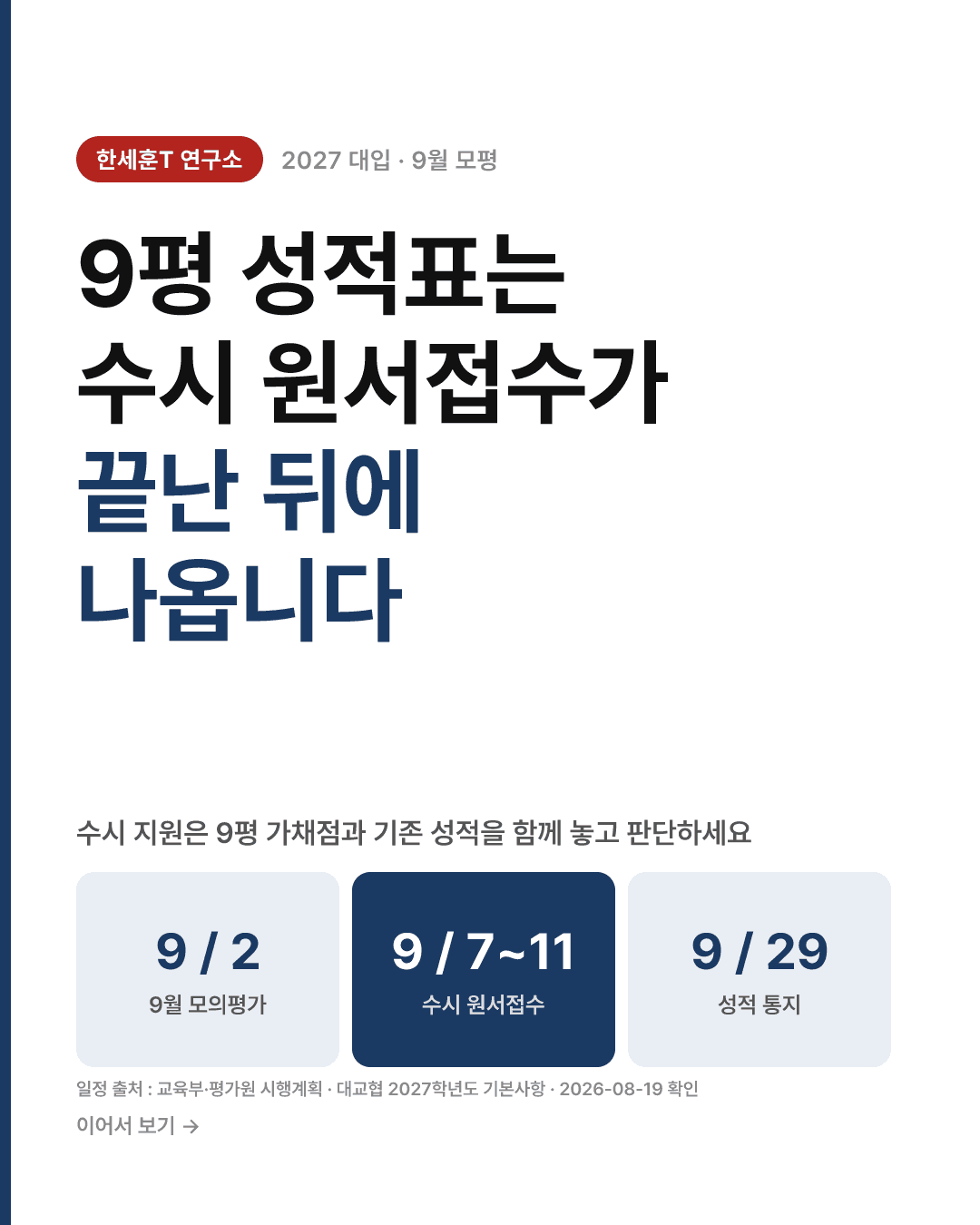 9평 성적표는 수시 원서접수가 끝난 뒤에 나와요 — 9월 일정과 가채점 읽는 법 — 1번째 장